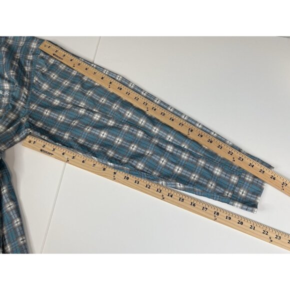 HUK Tide Point Woven Fishing Shirt Men’s XL Vented Blue Plaid Performance - Picture 15 of 15
